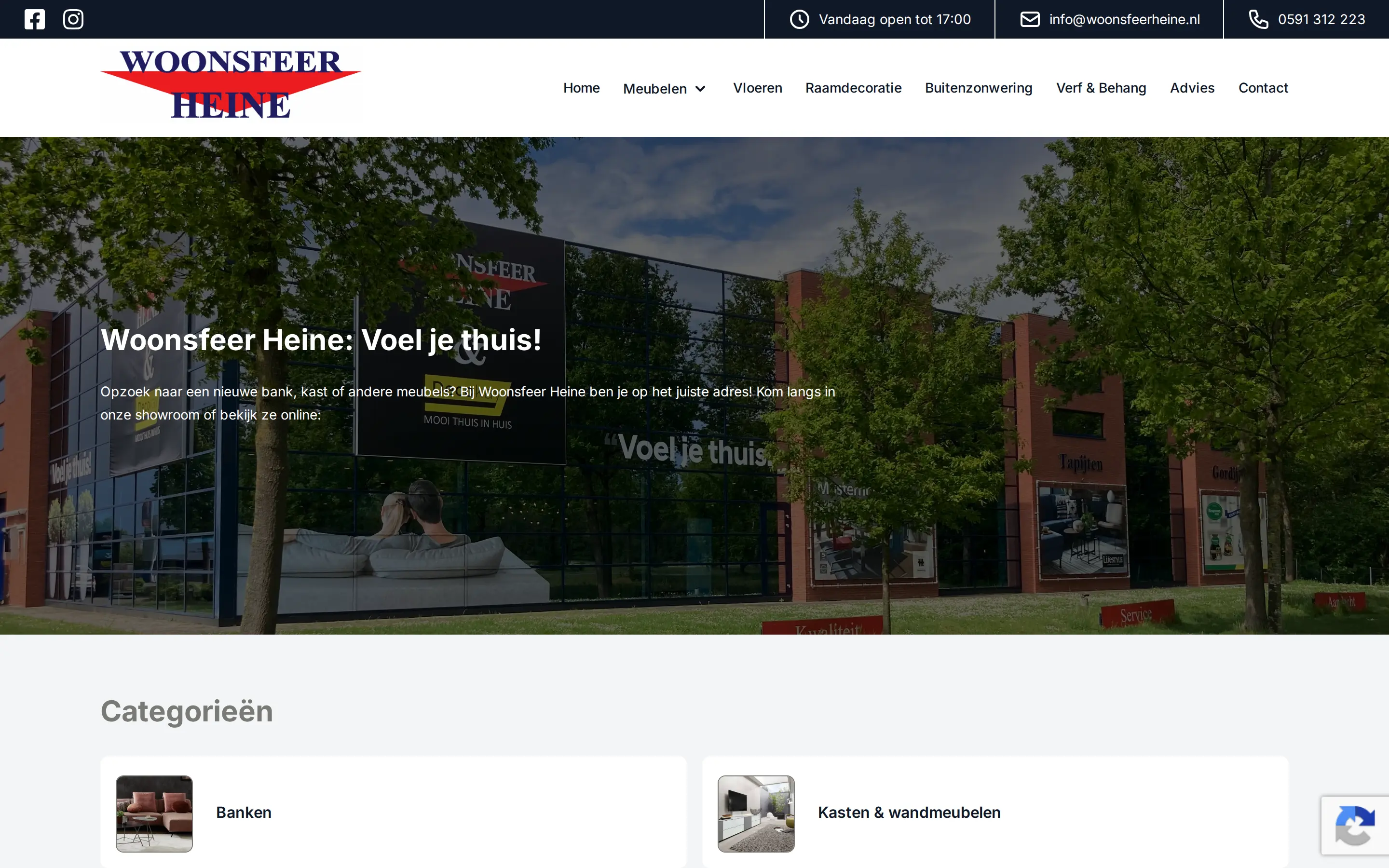 Website van Woonsfeer Heine op laptop