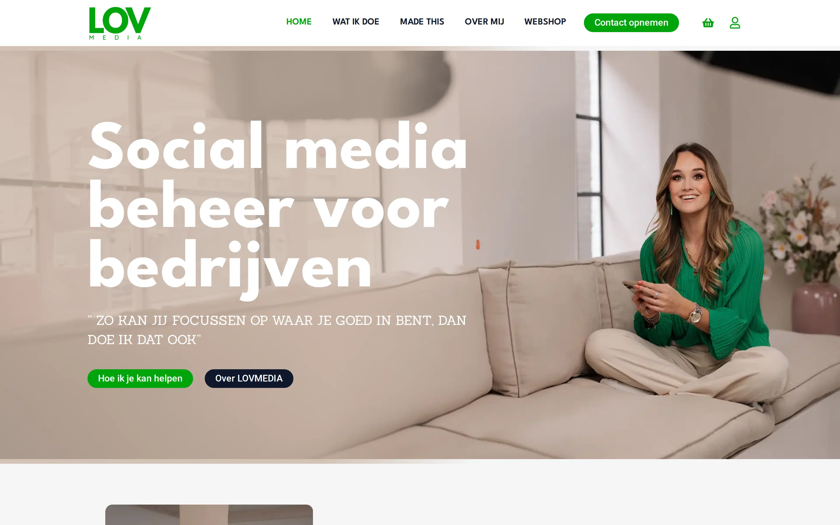 Webshop van LOVmedia op laptop