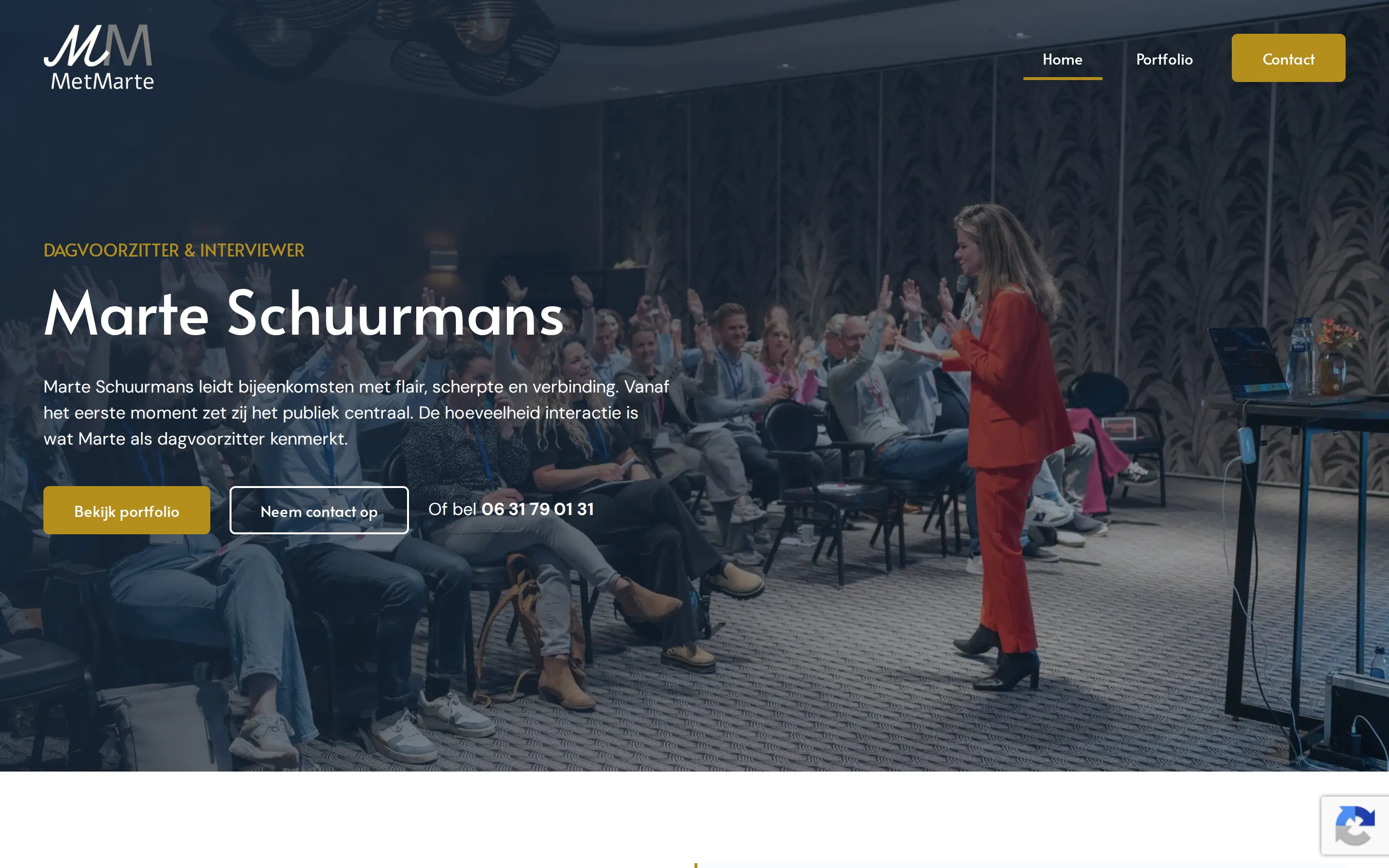Website van Met Marte op laptop