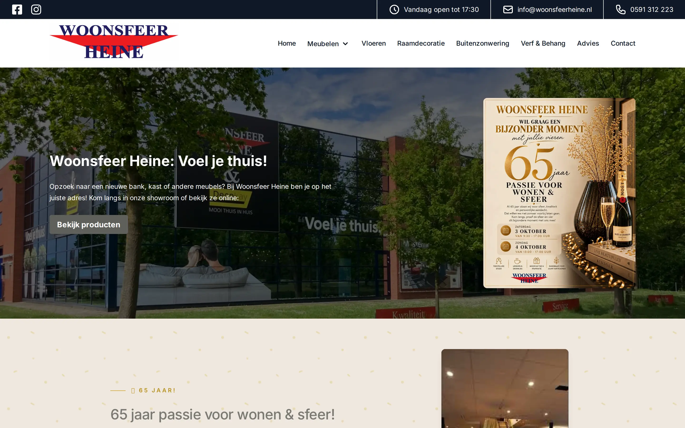 Website van Woonsfeer Heine op laptop