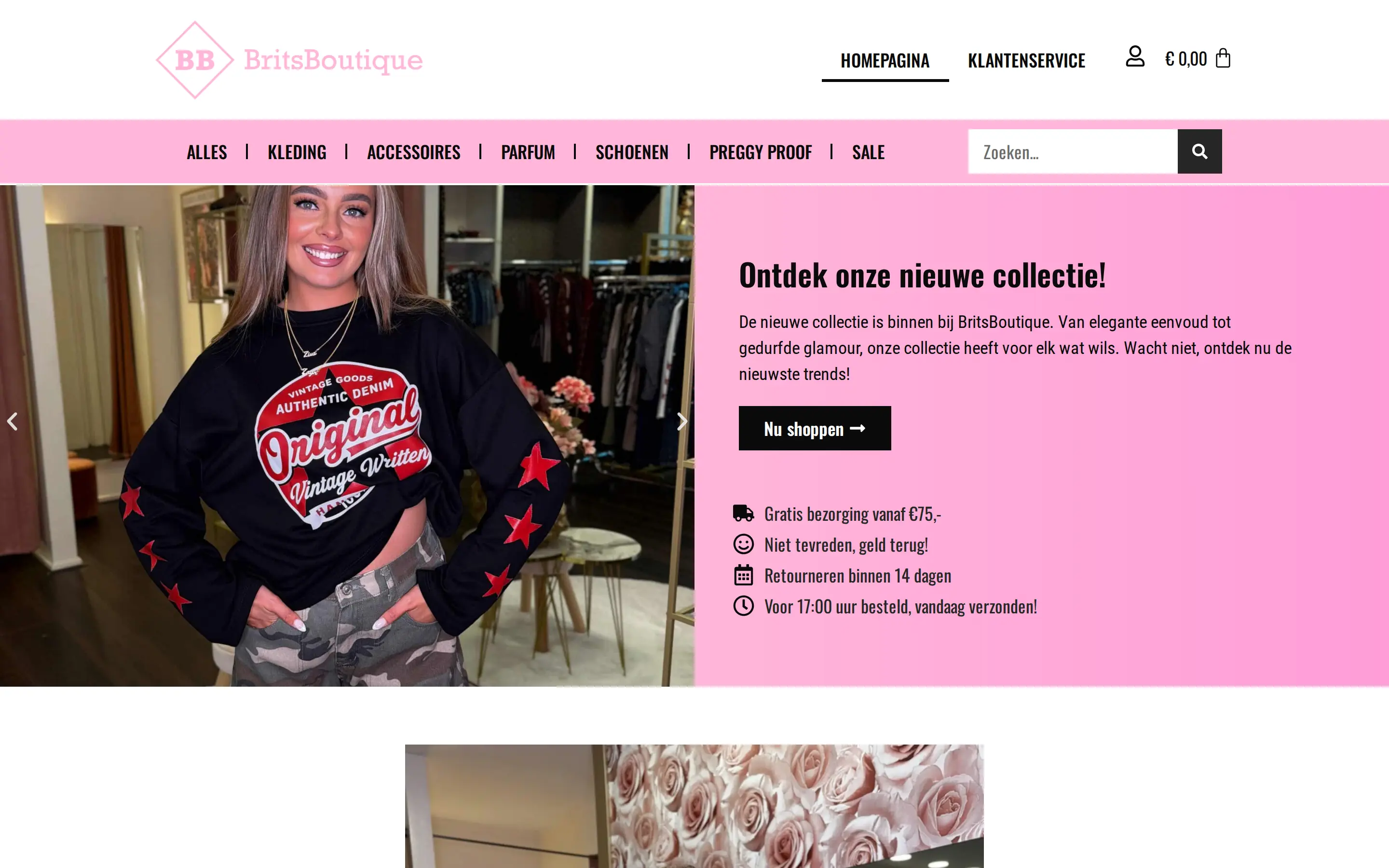 Webshop van Brits Boutique op laptop