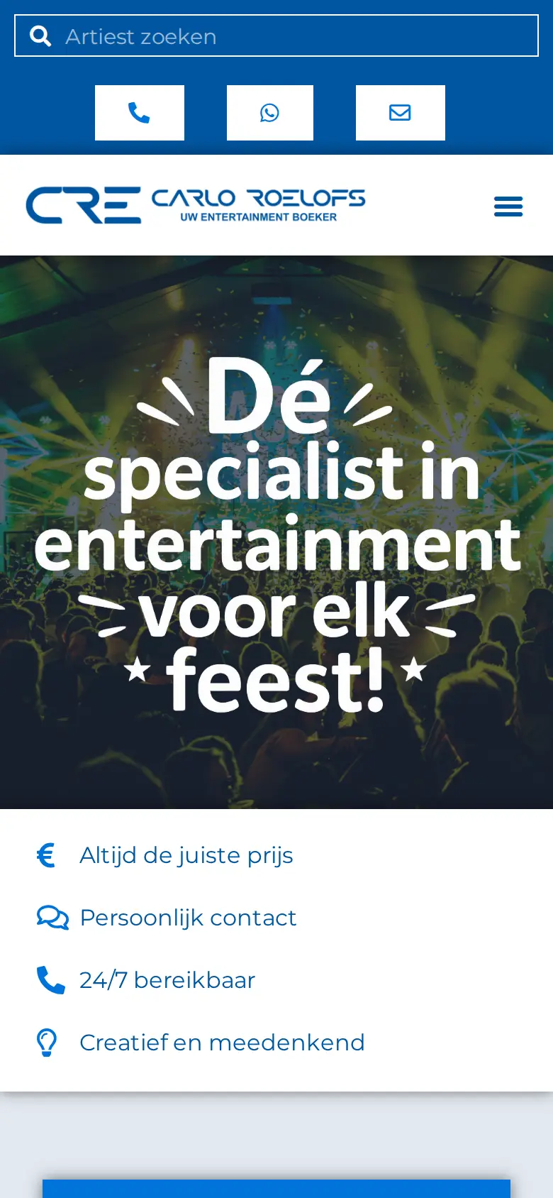 Website van Carlo Roelofs op smartphone