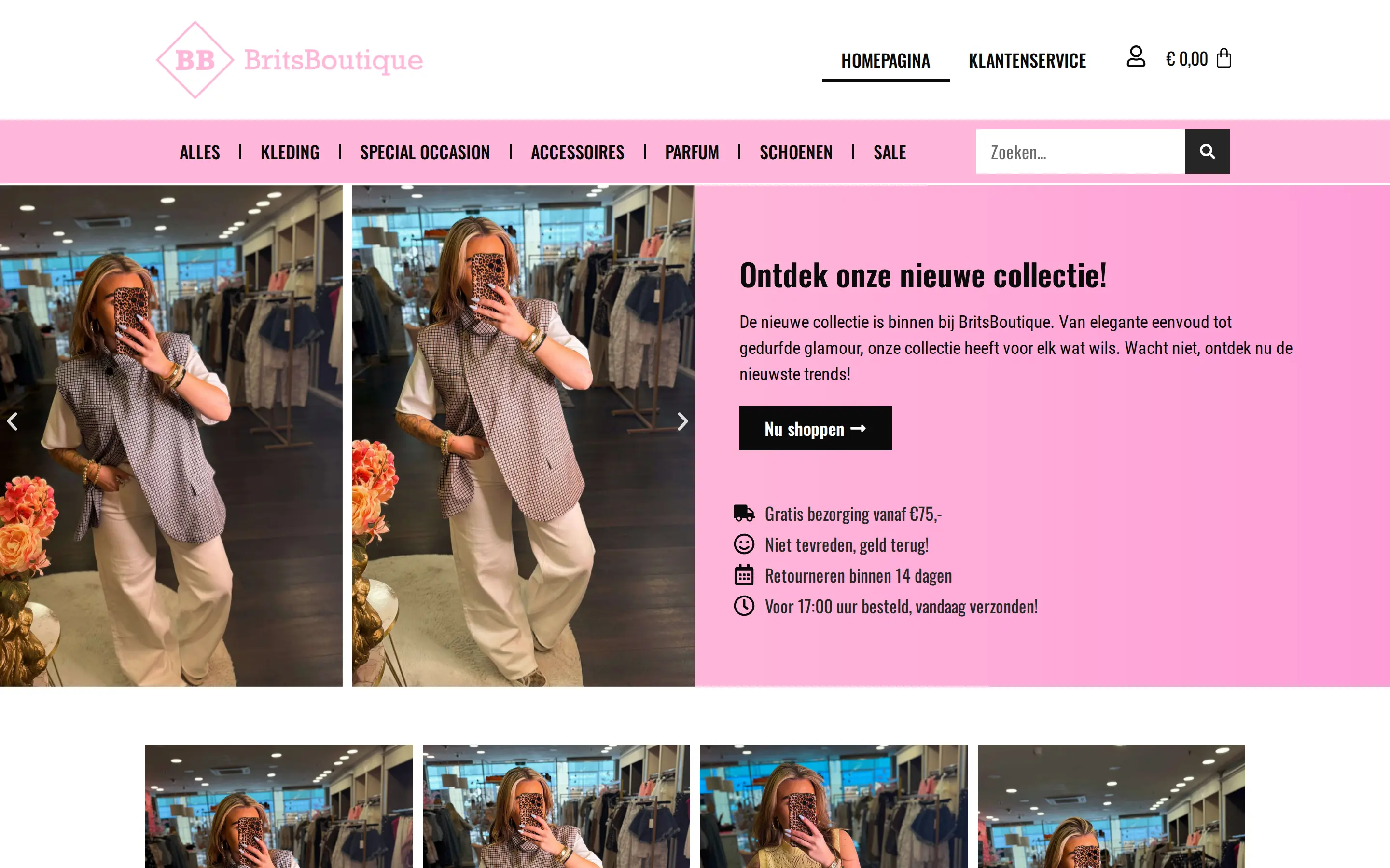 Webshop van Brits Boutique op laptop